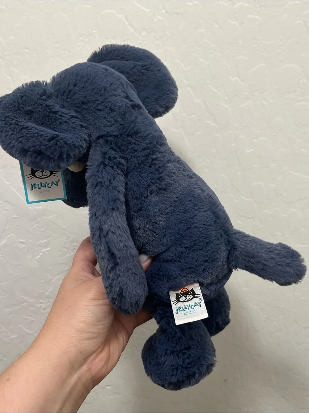 Jellycat London Medium Bashful Elephant Navy Blue Plush NWT